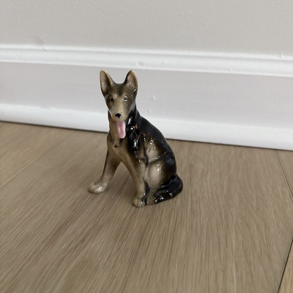 Vintage German Shepard Porcelain Ceramic Dog Made In Occupied Japan